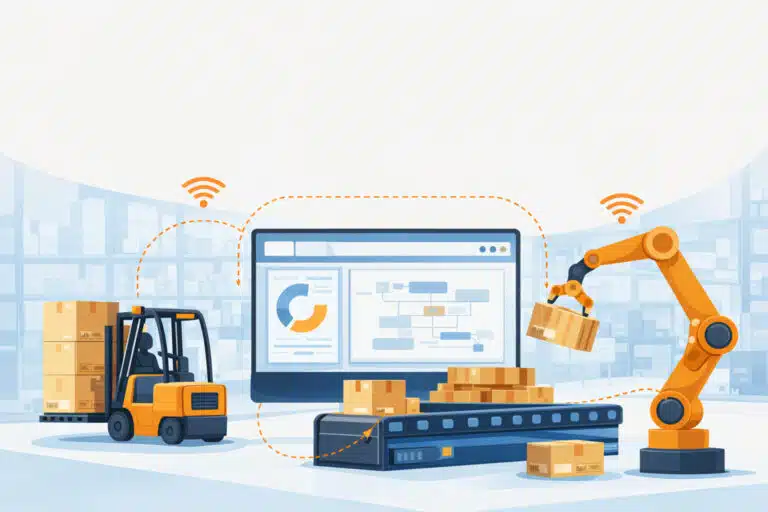 eCommerce warehouse robots and conveyors